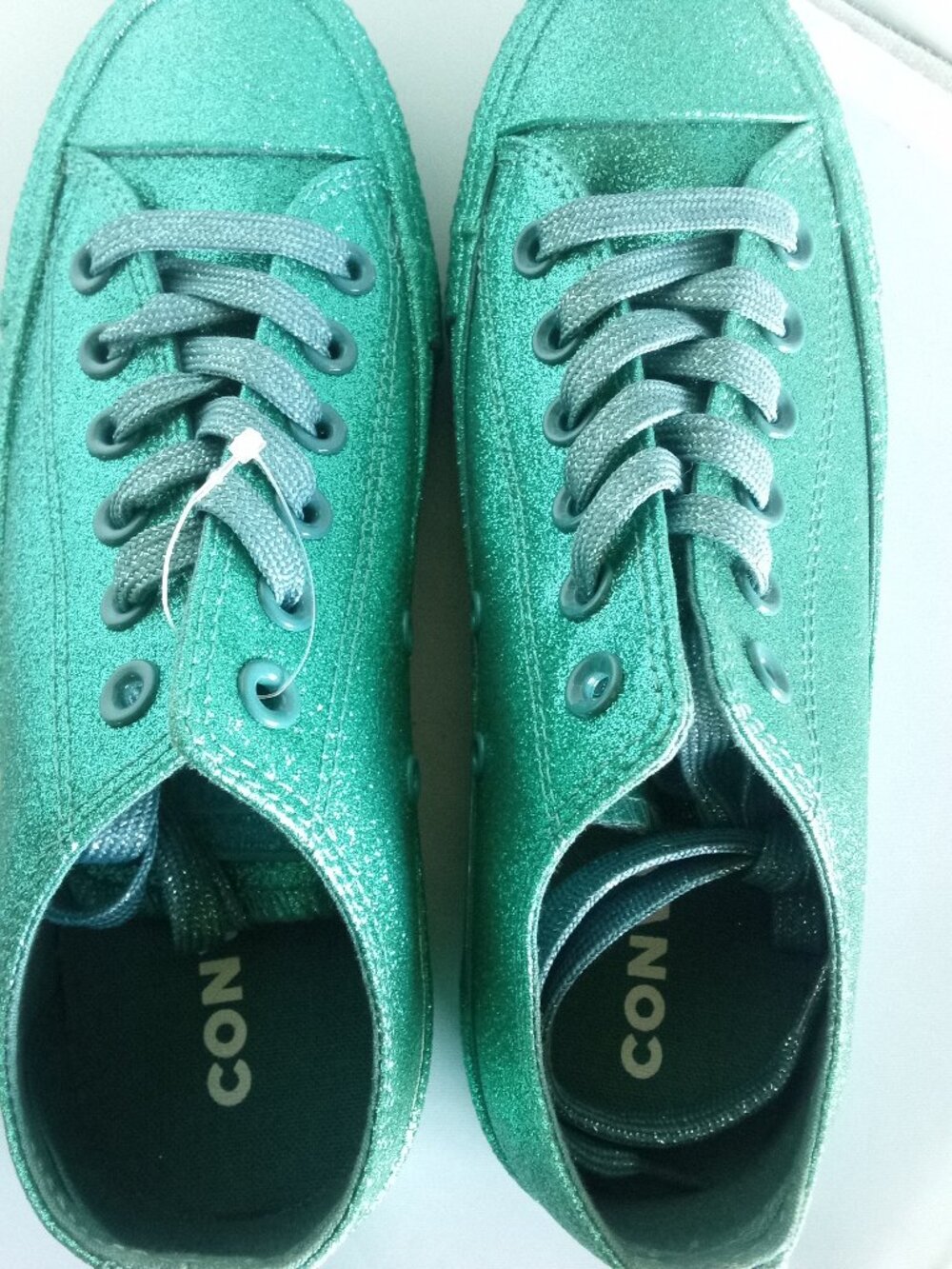Converse Green Sparkle Glitter Low Top OX Size 5 men 7 Womens Shoes